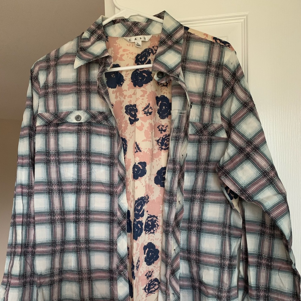 Cabi Festival Blouse Pattern Mixed, plaid/floral